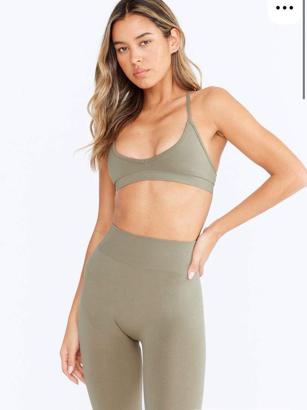 TALA Set | Seamless Bralette (M) & Scrunch Legging (S) | Olive Marl